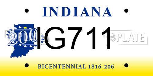 IG711 Indiana License Plate