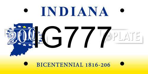 IG777 Indiana License Plate