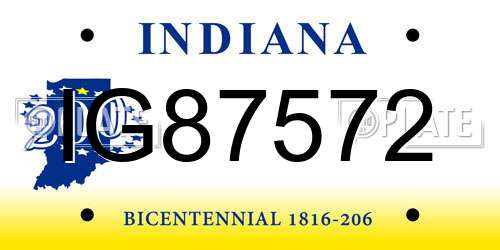 IG87572 Indiana License Plate