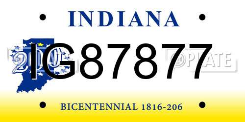 IG87877 Indiana License Plate