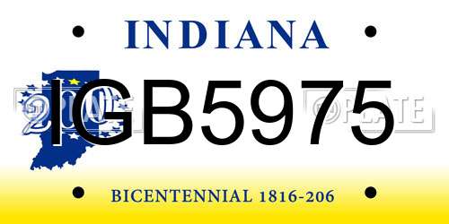 IGB5975 Indiana License Plate