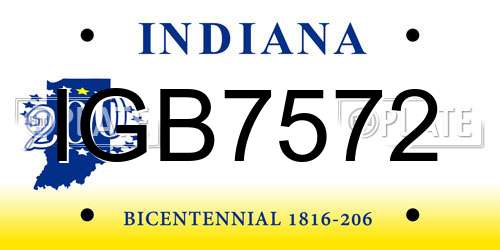 IGB7572 Indiana License Plate