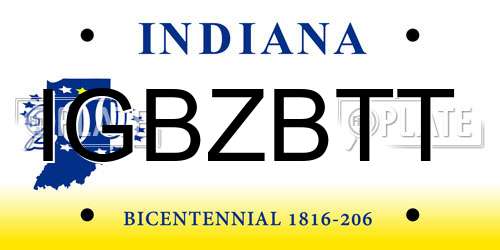 IGBZBTT Indiana License Plate