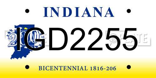 IGD2255 Indiana License Plate