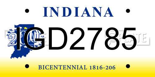 IGD2785 Indiana License Plate
