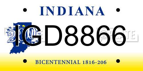 IGD8866 Indiana License Plate