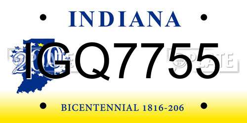 IGQ7755 Indiana License Plate