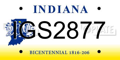 IGS2877 Indiana License Plate