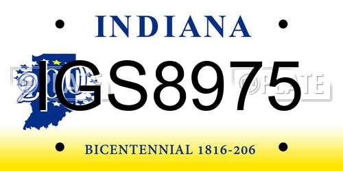IGS8975 Indiana License Plate