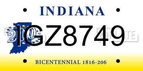 IGZ8749 Indiana License Plate