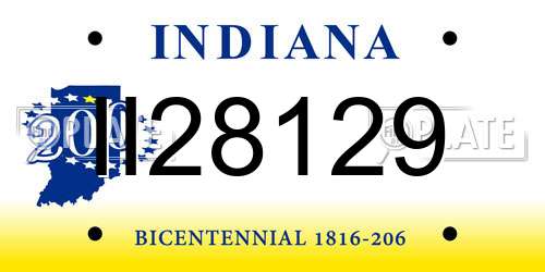II28129 Indiana License Plate