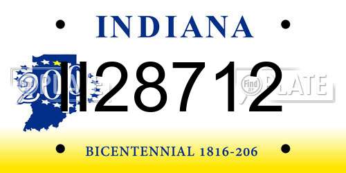 II28712 Indiana License Plate