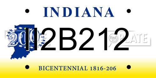 II2B212 Indiana License Plate