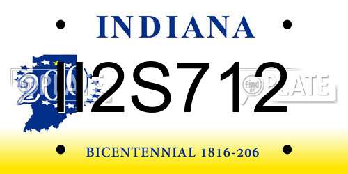 II2S712 Indiana License Plate