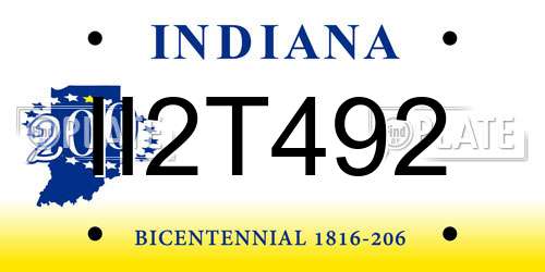 II2T492 Indiana License Plate