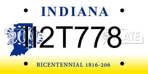 II2T778 Indiana License Plate