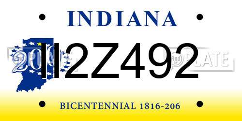 II2Z492 Indiana License Plate