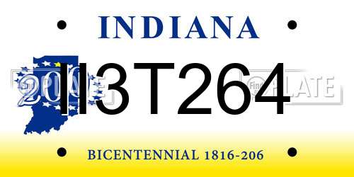 II3T264 Indiana License Plate
