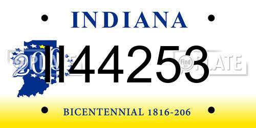 II44253 Indiana License Plate