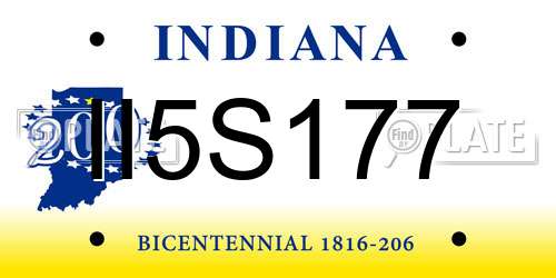 II5S177 Indiana License Plate