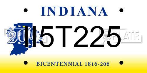 II5T225 Indiana License Plate