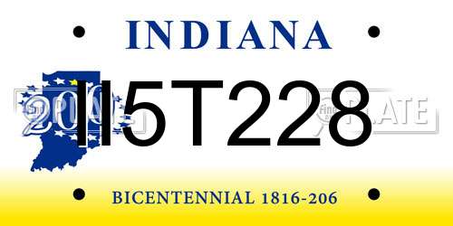 II5T228 Indiana License Plate