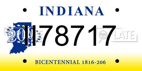 II78717 Indiana License Plate
