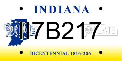 II7B217 Indiana License Plate