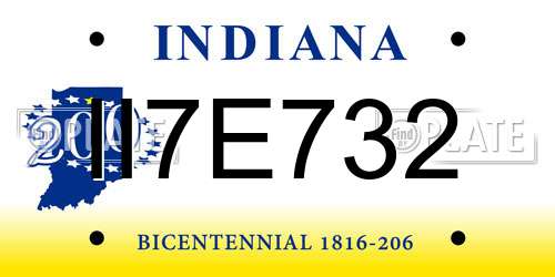 II7E732 Indiana License Plate