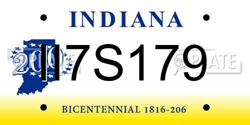 II7S179 Indiana License Plate