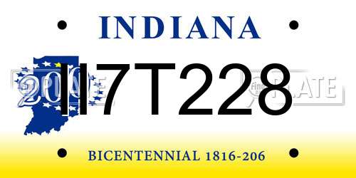 II7T228 Indiana License Plate
