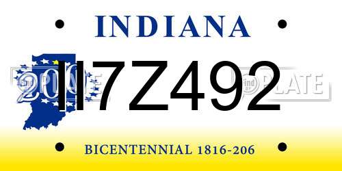 II7Z492 Indiana License Plate