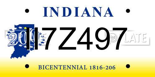 II7Z497 Indiana License Plate