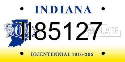 II85127 Indiana License Plate