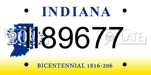 II89677 Indiana License Plate