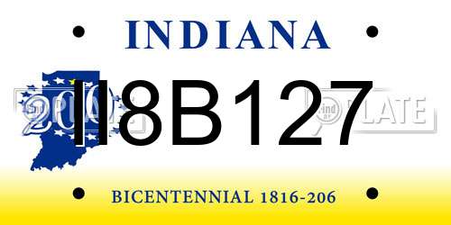 II8B127 Indiana License Plate