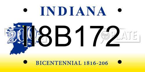 II8B172 Indiana License Plate