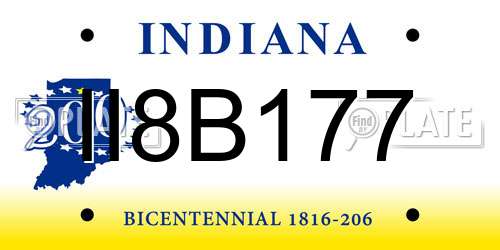 II8B177 Indiana License Plate