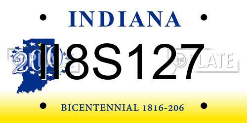 II8S127 Indiana License Plate