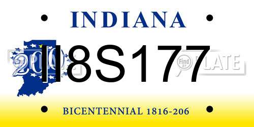 II8S177 Indiana License Plate