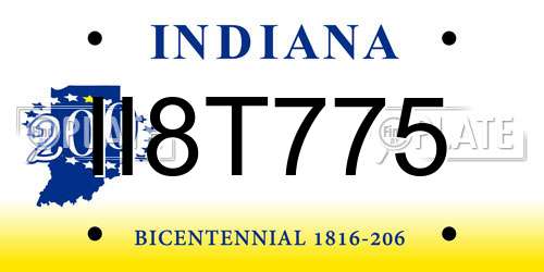 II8T775 Indiana License Plate