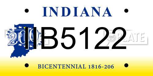 IIB5122 Indiana License Plate