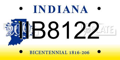 IIB8122 Indiana License Plate