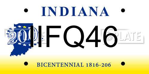 IIFQ46 Indiana License Plate