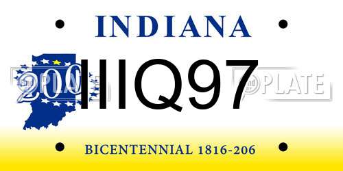 IIIQ97 Indiana License Plate