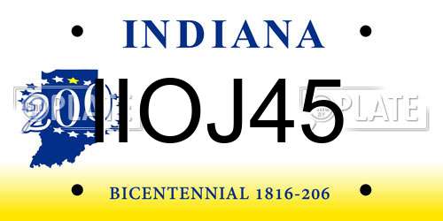 IIOJ45 Indiana License Plate
