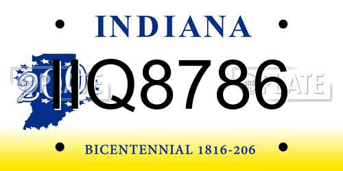IIQ8786 Indiana License Plate