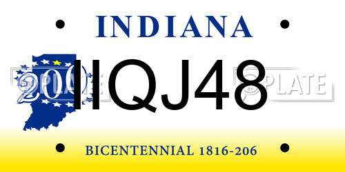 IIQJ48 Indiana License Plate