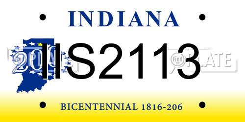 IIS2113 Indiana License Plate