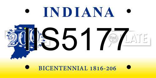 IIS5177 Indiana License Plate